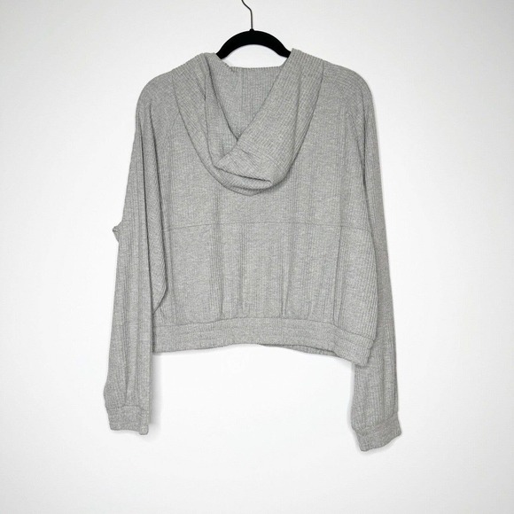 NWOT Zella Half Zip Ribbed Hoodie Women's Elastic Waist Light Gray Size L - Picture 4 of 8